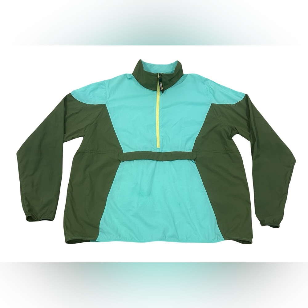 L.L. Bean Colorblock Nylon Anorak Pullover Jacket Green Teal XL Half Zip Hiking - Picture 2 of 12